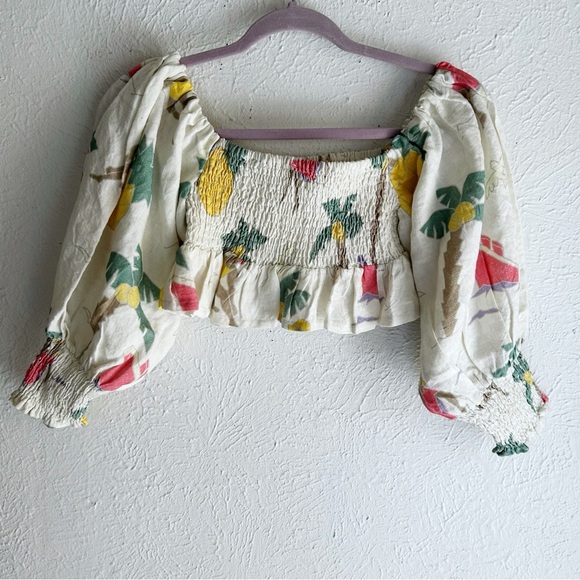 Place Nationale La Trayeuse Linen Top in Palm Trees Sz 1 Small - Picture 5 of 7